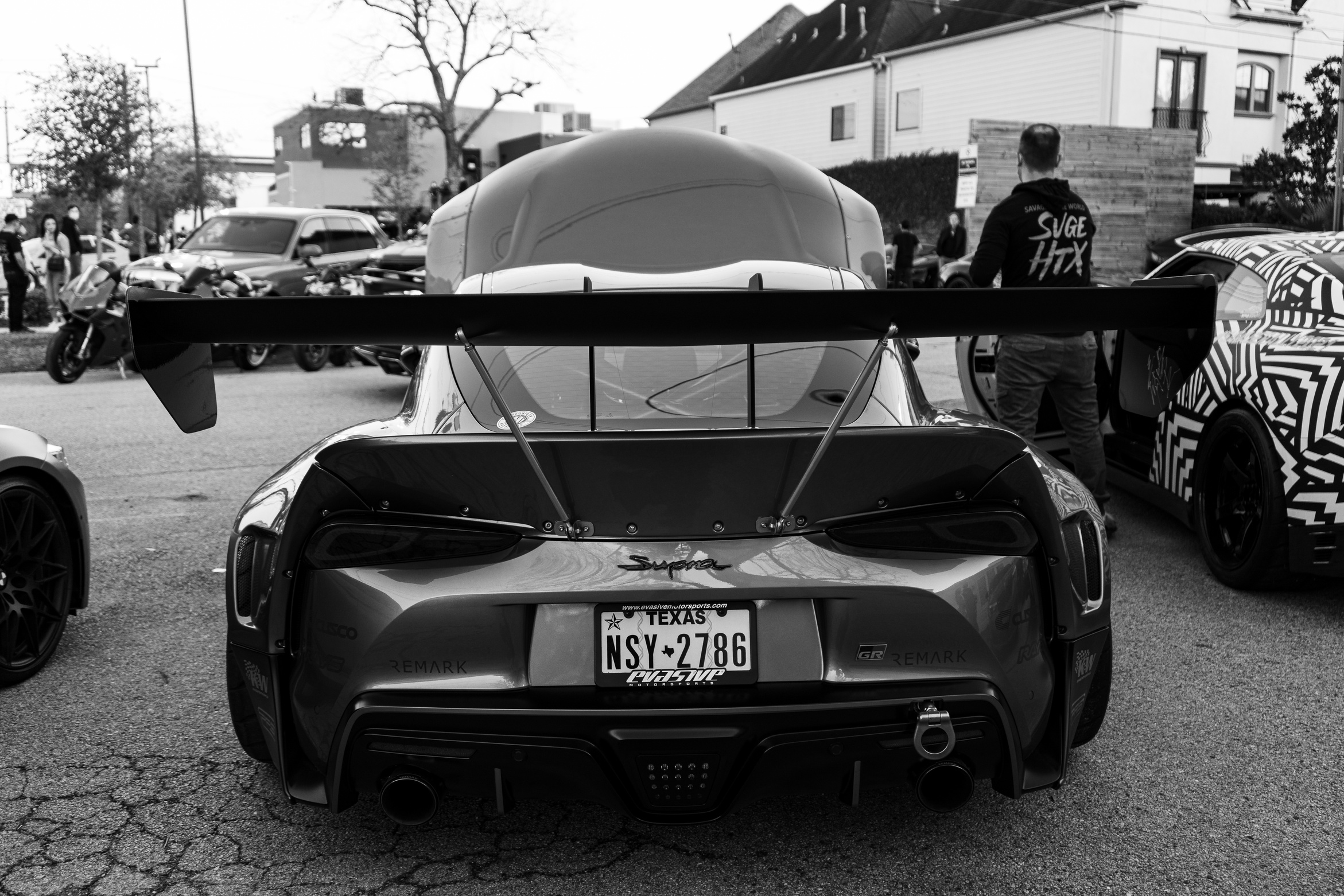 Grayscale Photo of a Car